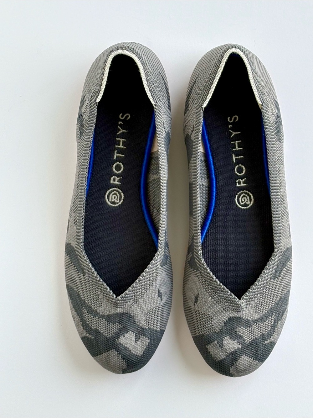 Rothy's Women's Gray Camo Knit Flats, Size 10.5